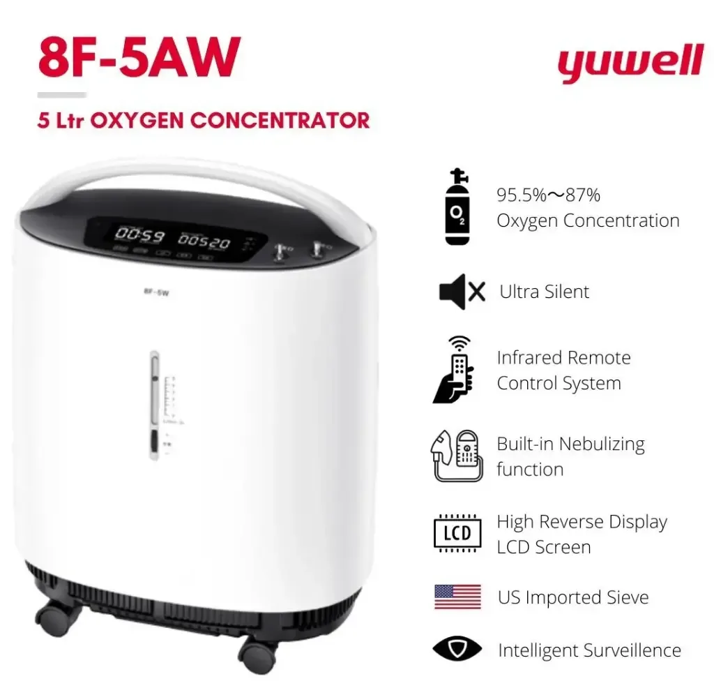 Yuwell 8F-5AW oxygen concentrator, 5 litres per minute