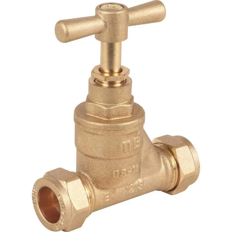 Brass compression stopcock, 1/2 inch