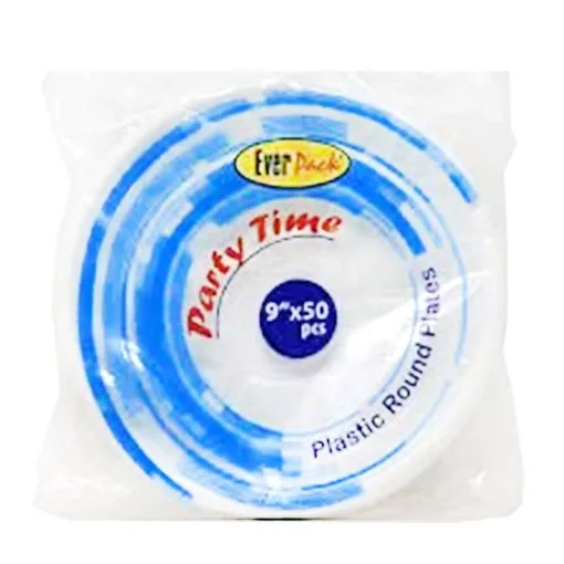 Everpack plastic plates, 9 inch, 50