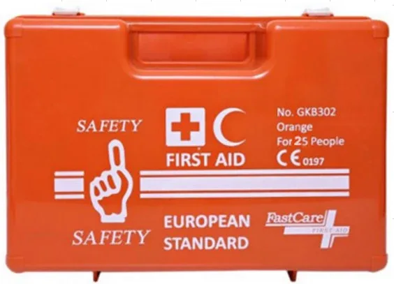 Wall-mounted first aid box for 25 people