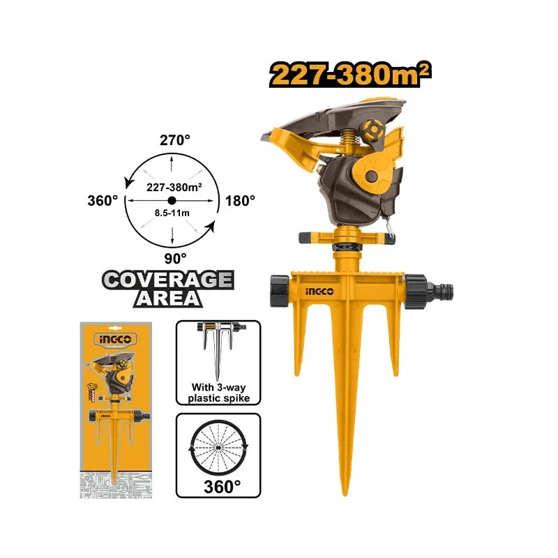 Ingco auto gear sprinkler, 227 to 380 m², HPS13601