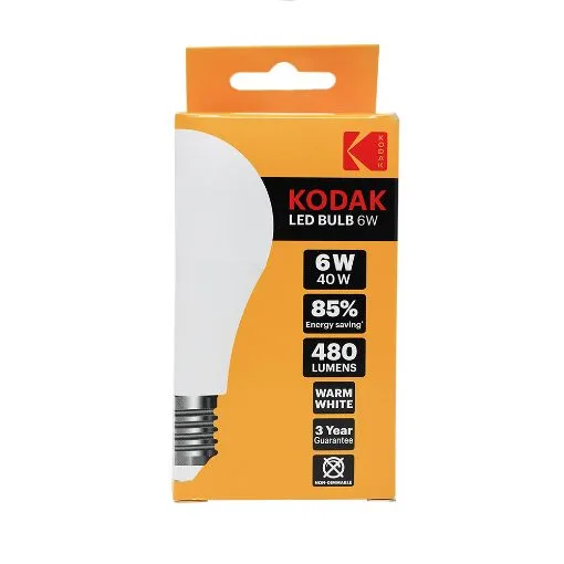 Kodak LED globe bulb, E27 screw, 6 W warm