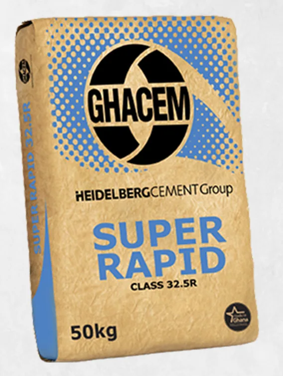 Ghacem Super Rapid 32.5R cement, 50 kg bags or bulk