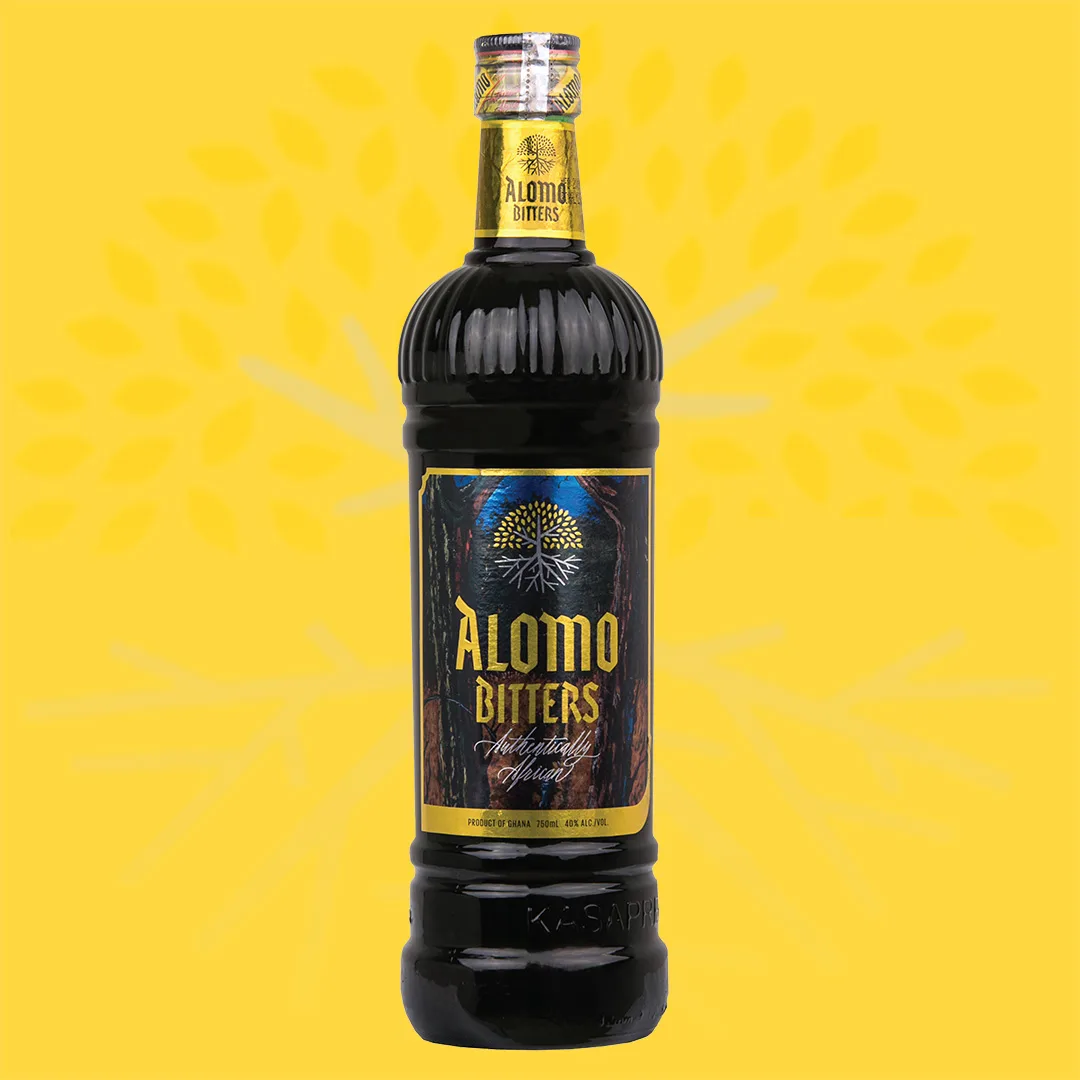 Alomo Bitters herbal spirit, 750 ml glass, 200 ml PET and 30 ml sachets
