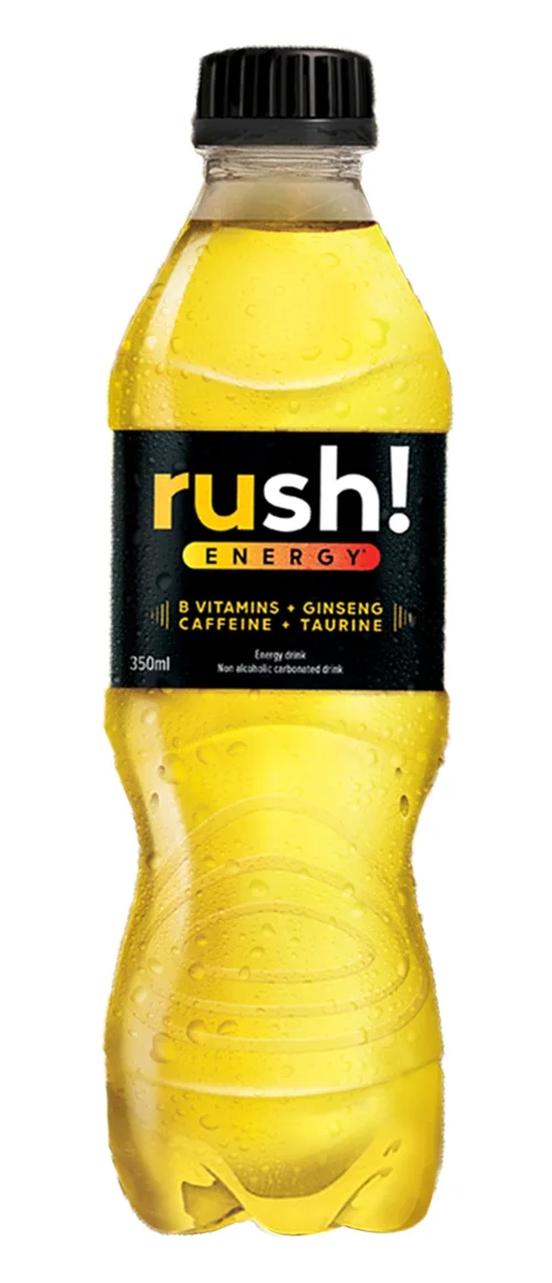 Rush energy drink, 350 ml and 500 ml bottles