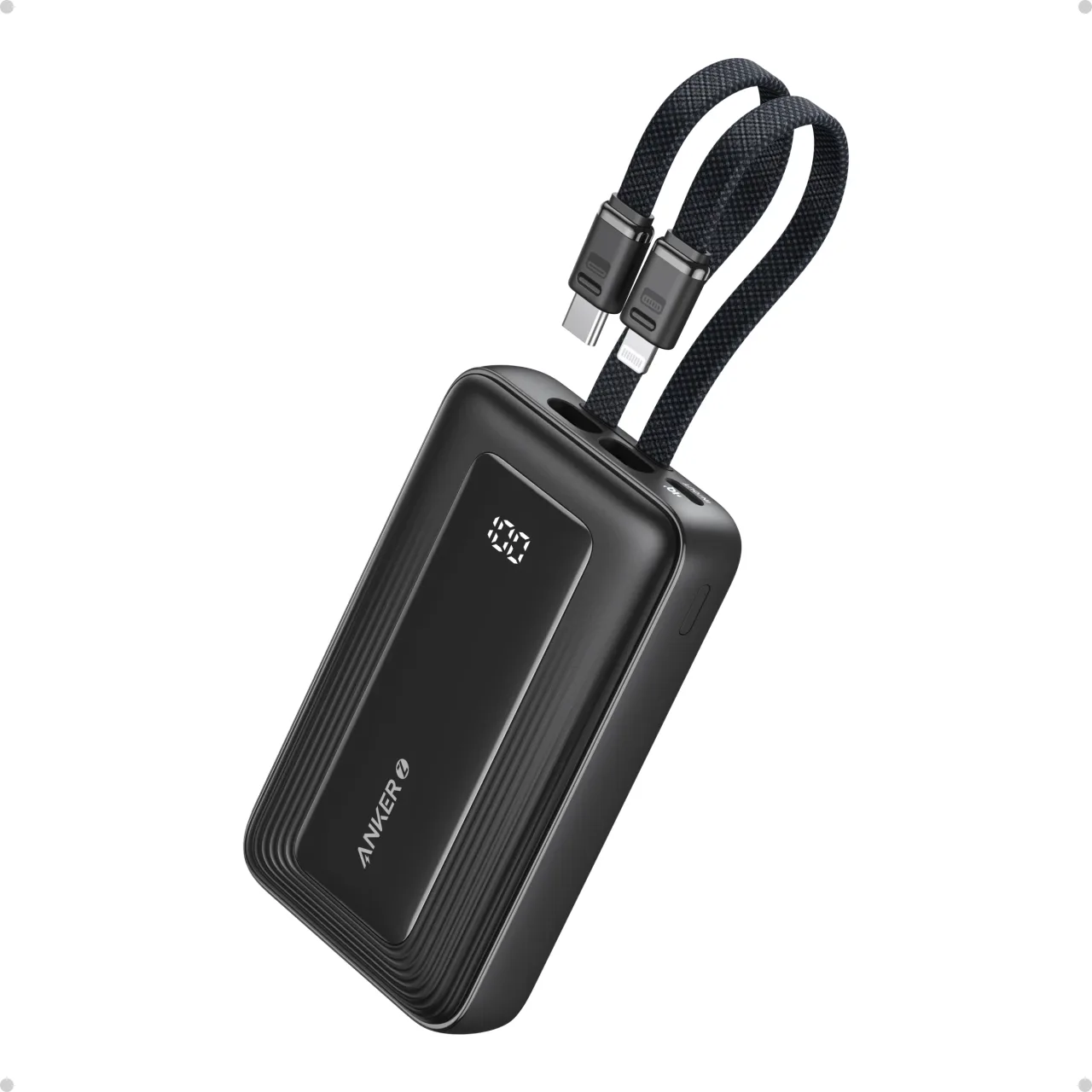 Anker Zolo power bank 10,000 mAh 30 W with built-in USB-C and Lightning cables