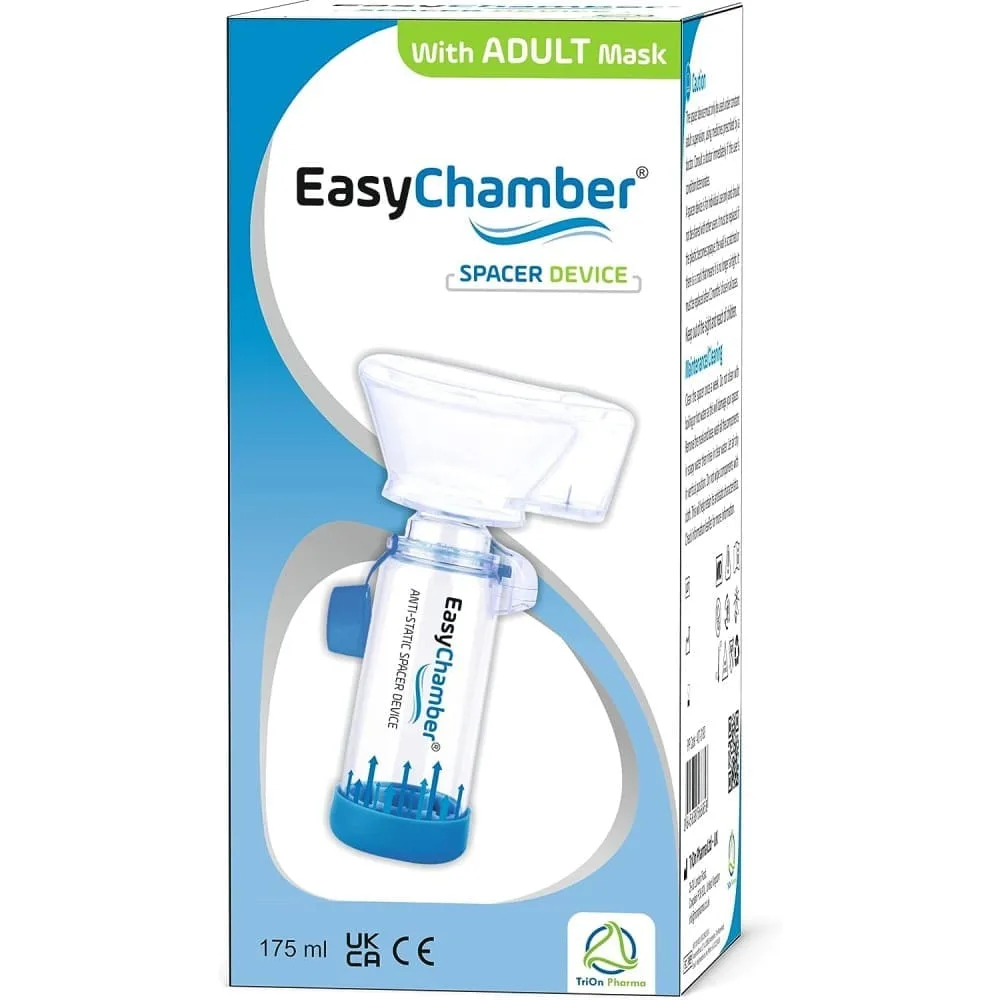 EasyChamber inhaler spacer with adult mask