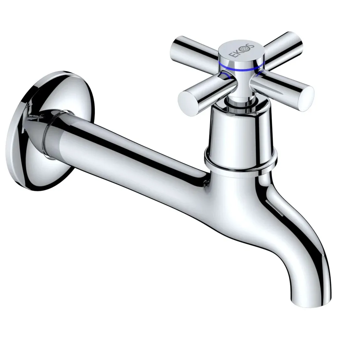Ekos Cross chrome wall bib tap 15 mm