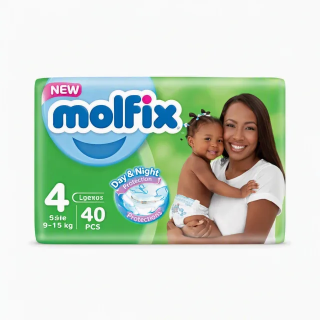 Molfix nepi za mchana na usiku saizi 4 (kg 9 hadi 15), vipande 40