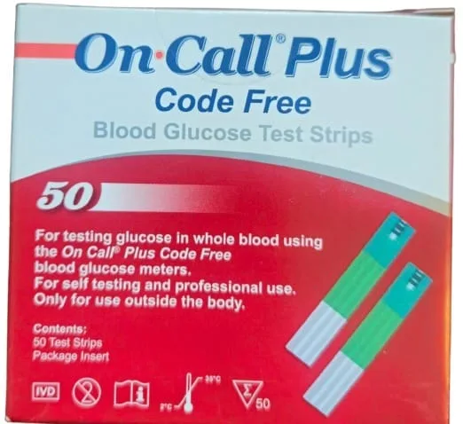 On Call Plus blood glucose test strips, 50