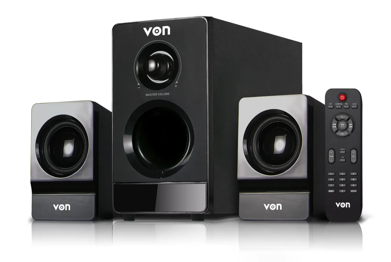 Von VSW0202BEK 2.1 speaker system with FM radio, 20 W