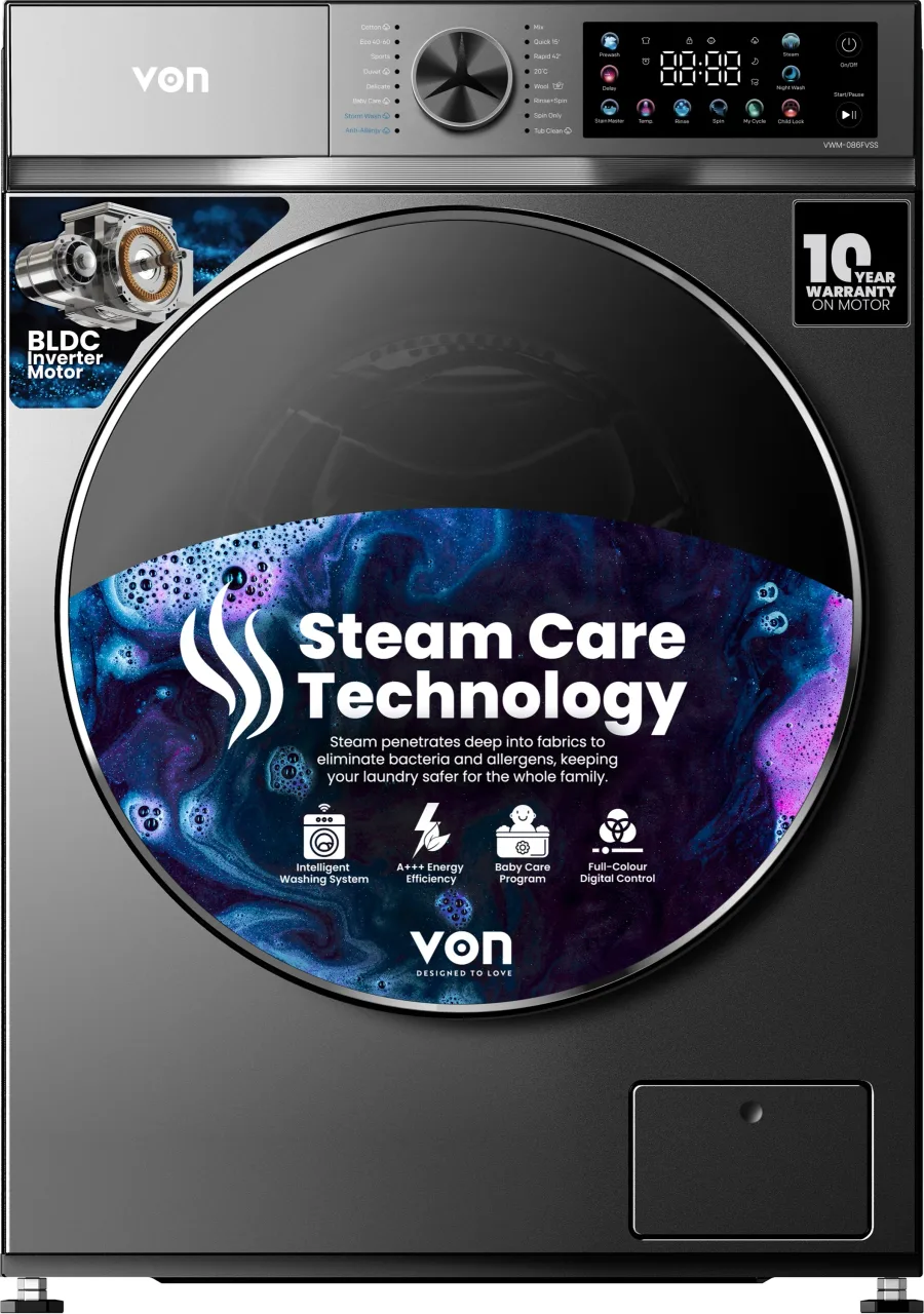 Von VWM-086FVSS front-load washing machine 8 kg, inverter