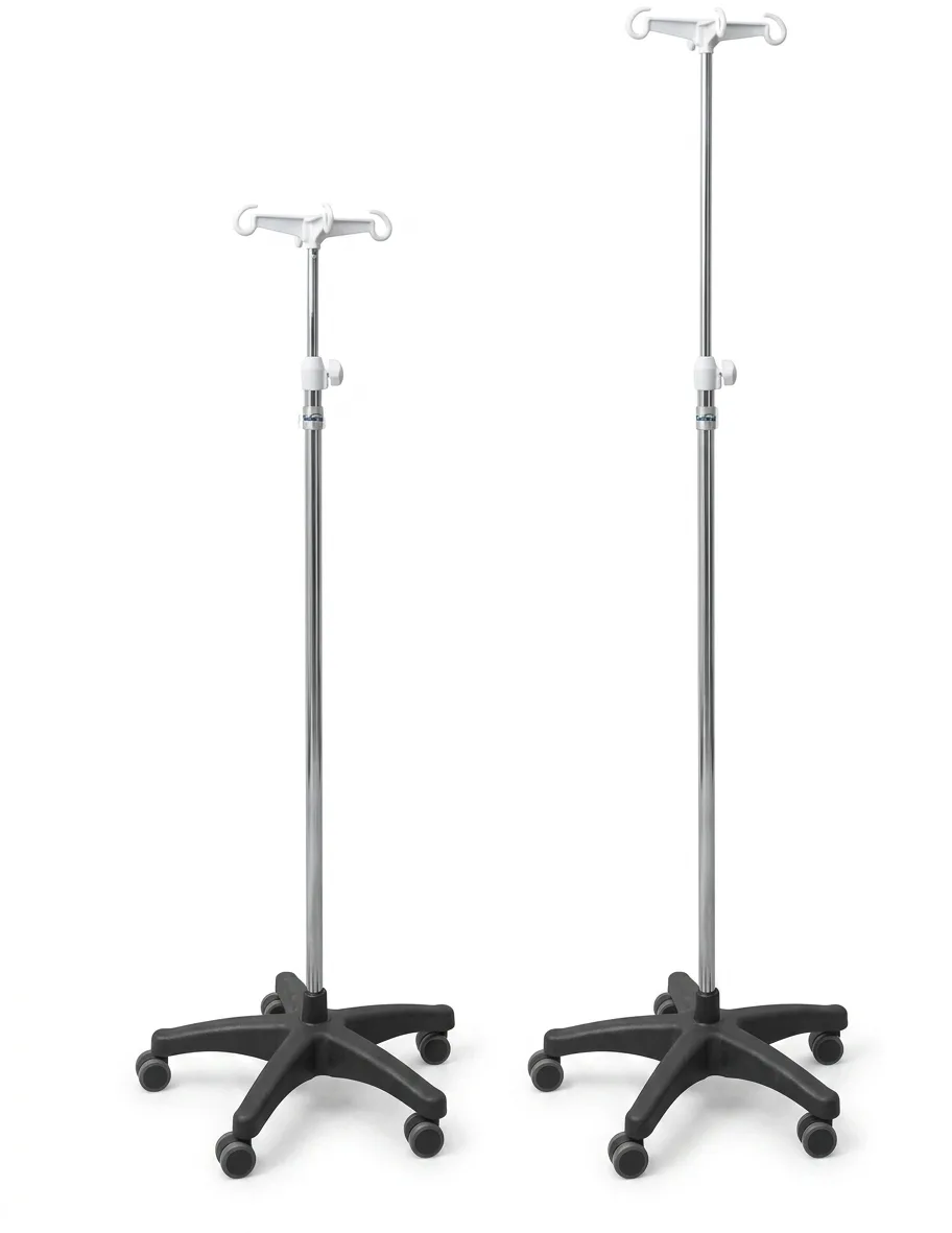 Mobile IV drip stand, height-adjustable