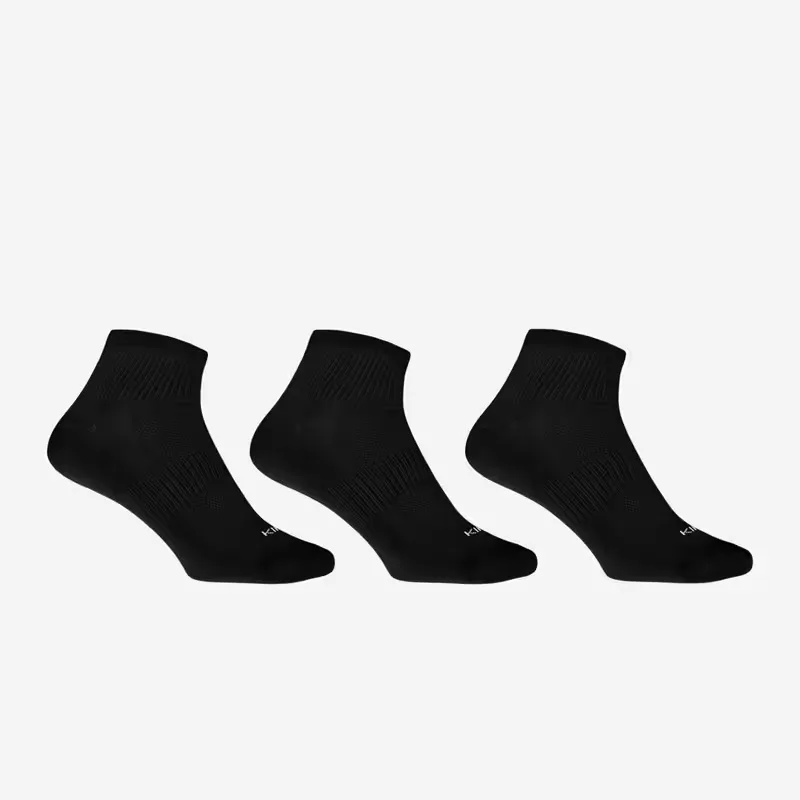 Kiprun Run 100 Running Socks, Black, 3 Pairs