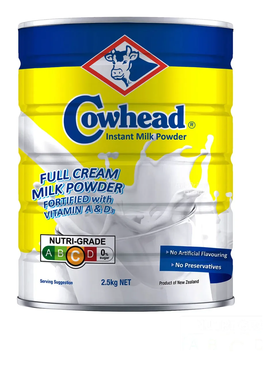 Cowhead full cream milk powder, 2.5 kg tin