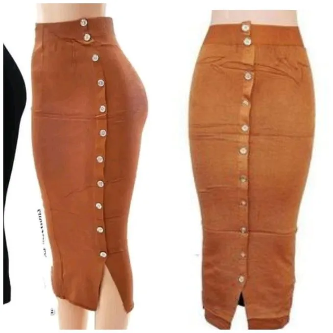 Ladies’ knitted pencil skirt, brown