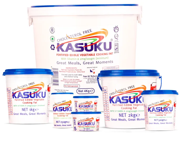 Kasuku vegetable cooking fat, 250 g to 4 kg tubs and buckets