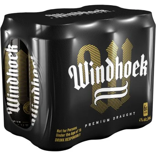 Windhoek Draught 500 ml cans, pack of 6