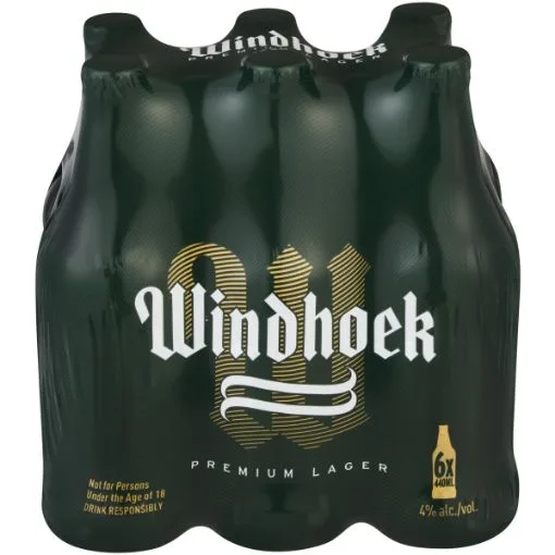 Windhoek Lager 440 ml bottles, pack of 6