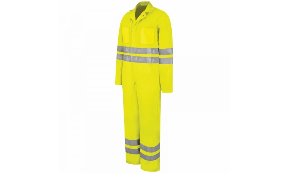 Hi-visibility zip-front coverall, yellow and green