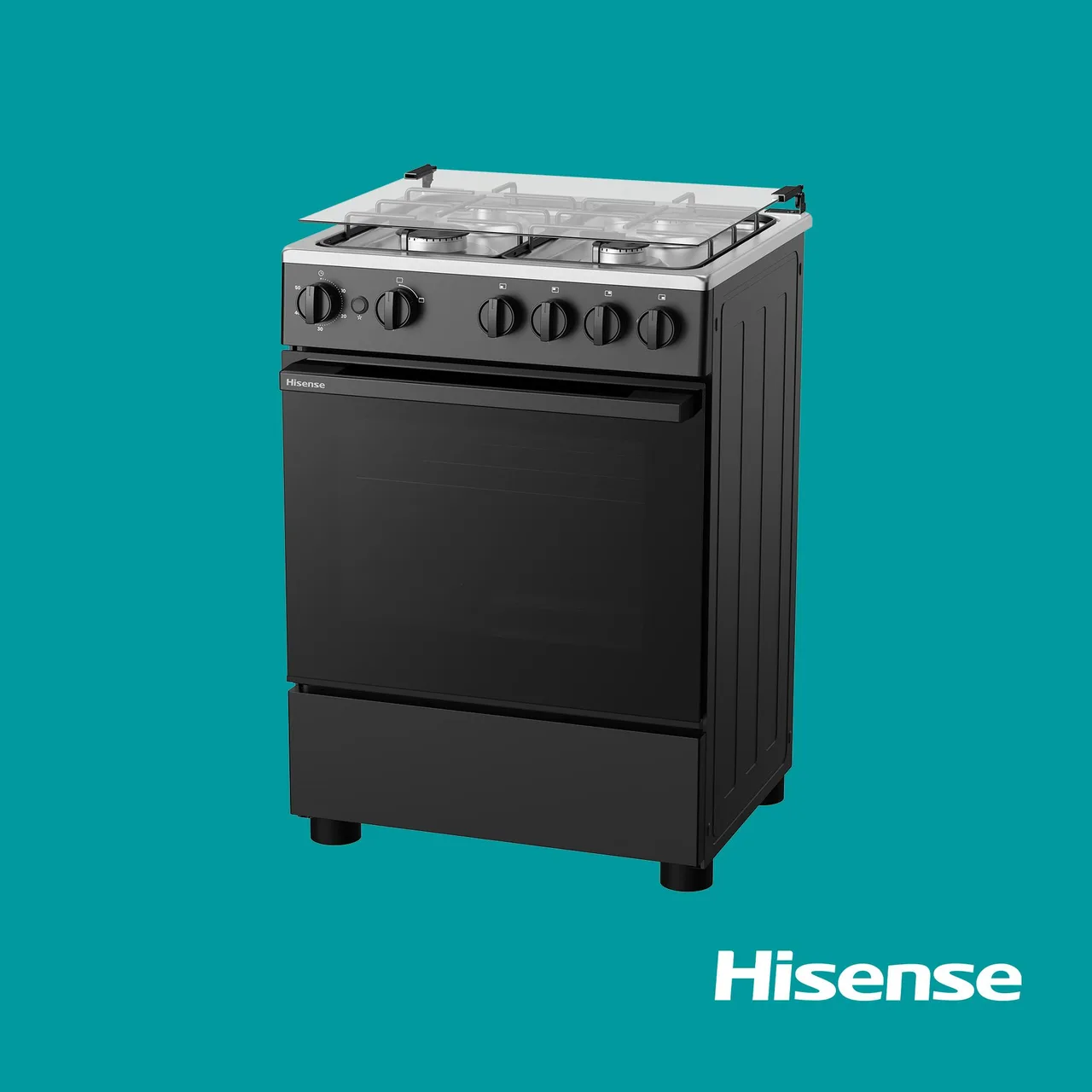 Hisense 60 x 52 cm 4-burner gas cooker (HFG60421B)