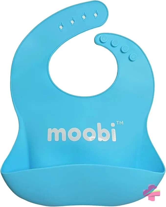 Moobi premium silicone bib, blue