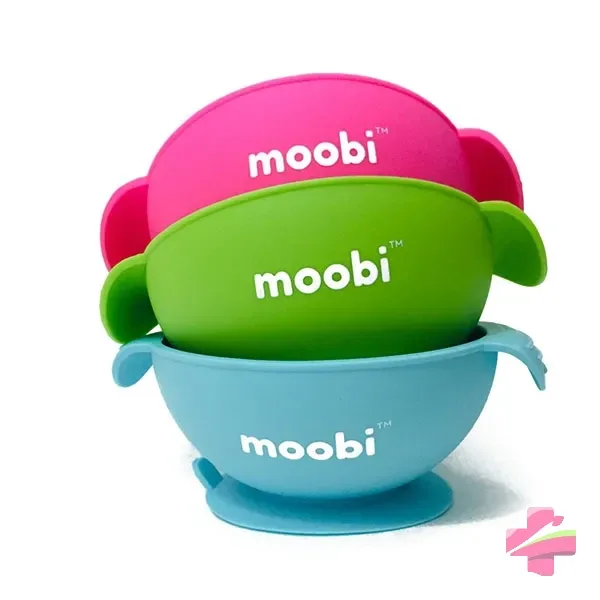 Moobi premium silicone suction bowl, blue