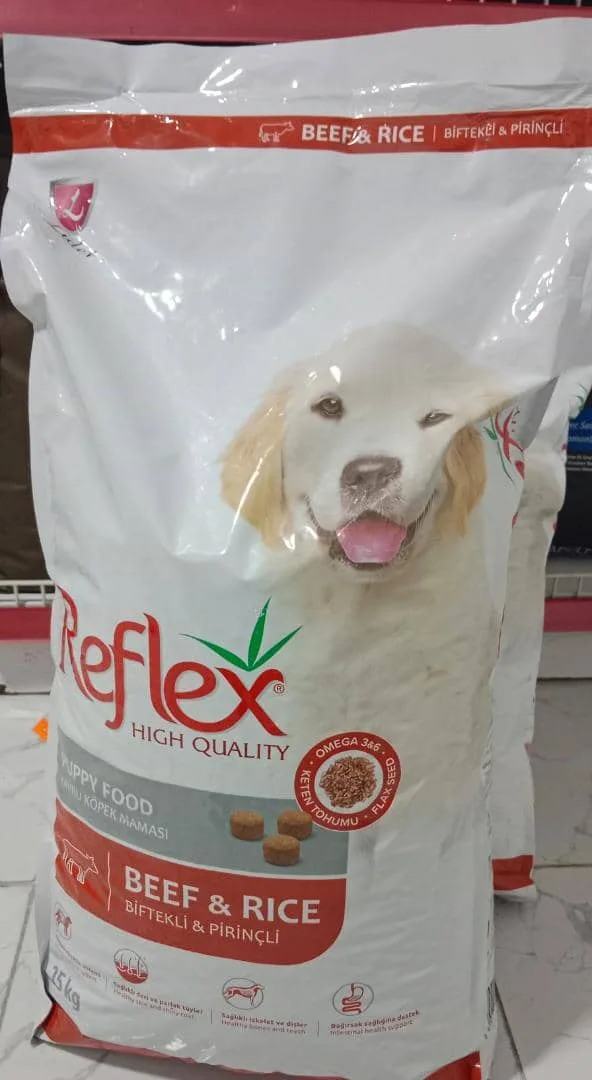 Reflex puppy food, beef and rice, 15 kg