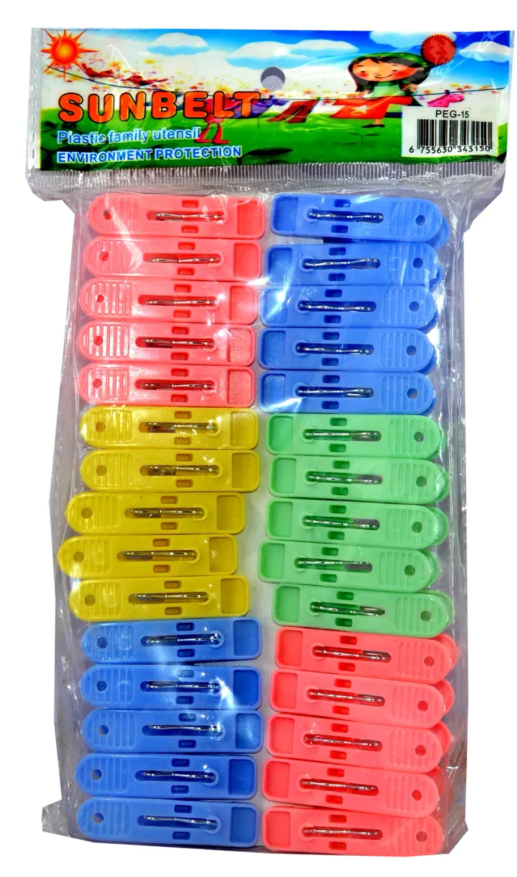 Sunbelt clothes pegs, 15 pieces