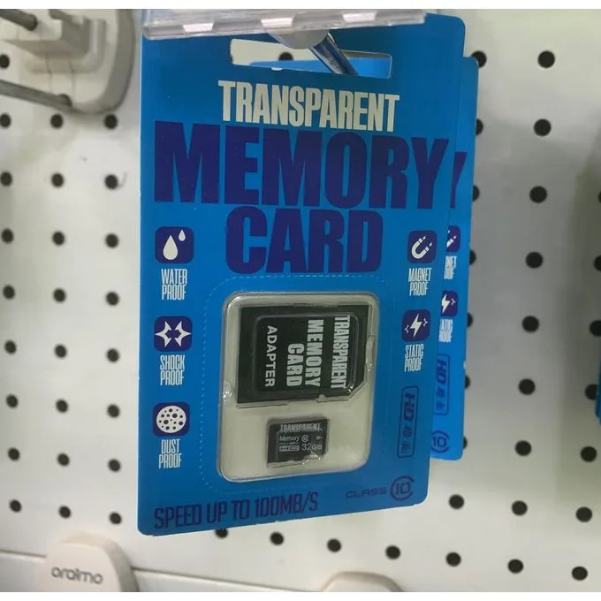 Transparent 32 GB microSD memory card, Class 10