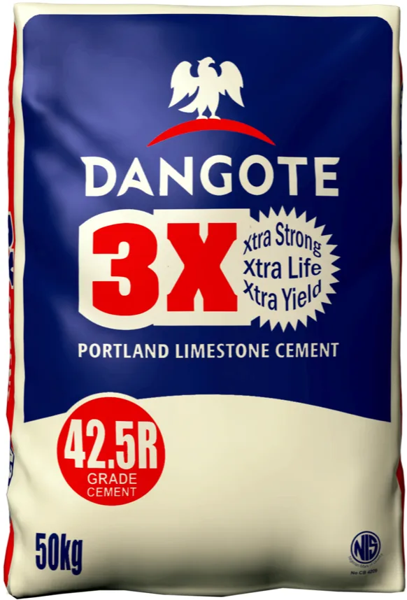 Dangote 3X 42.5R cement (CEM II A-L), 50 kg bags