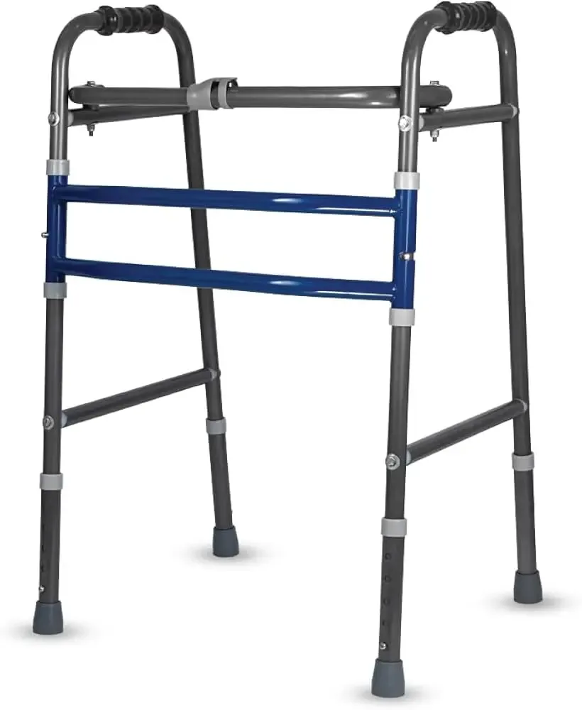 Lightweight adjustable walking frame with comfort grips