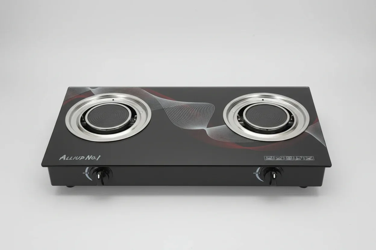 Alliup No. 1 Double Burner Gas Stove, glass top