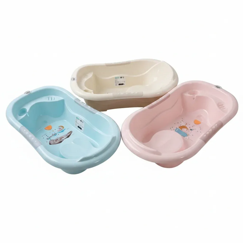 Baignoire bébé avec siège intégré et bouchon de vidange