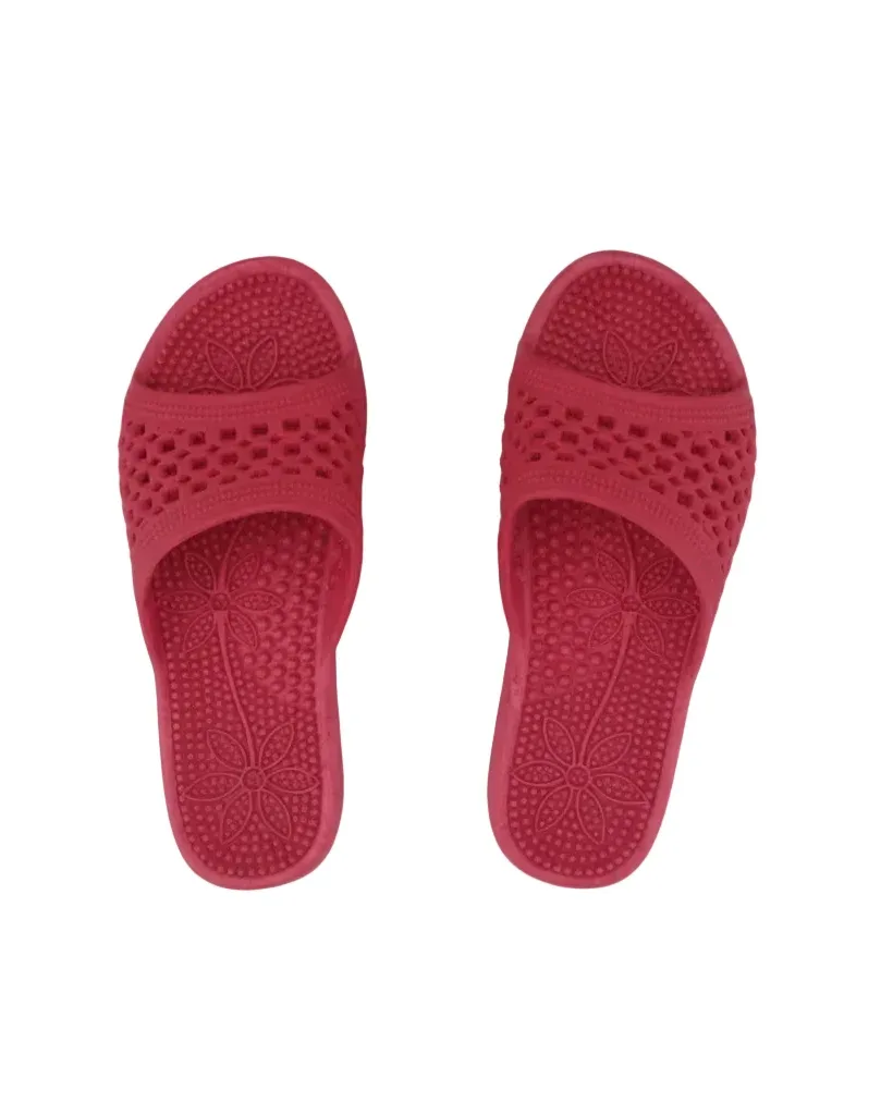 Bata claquettes de salle de bains massantes, rouges