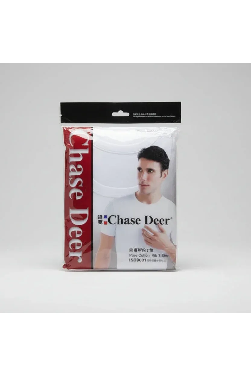 Chase Deer White Cotton Rib T-Shirt