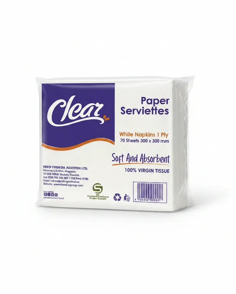 Clear Premium Paper Serviettes, 70 sheets