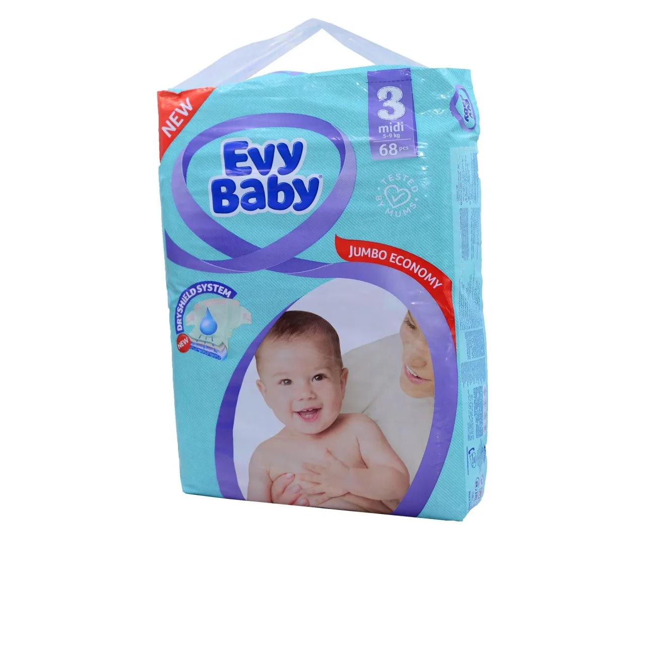 Evy Baby couches taille 3 Midi 5-9 kg, 64 pièces