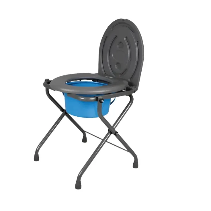 Portable folding commode chair
