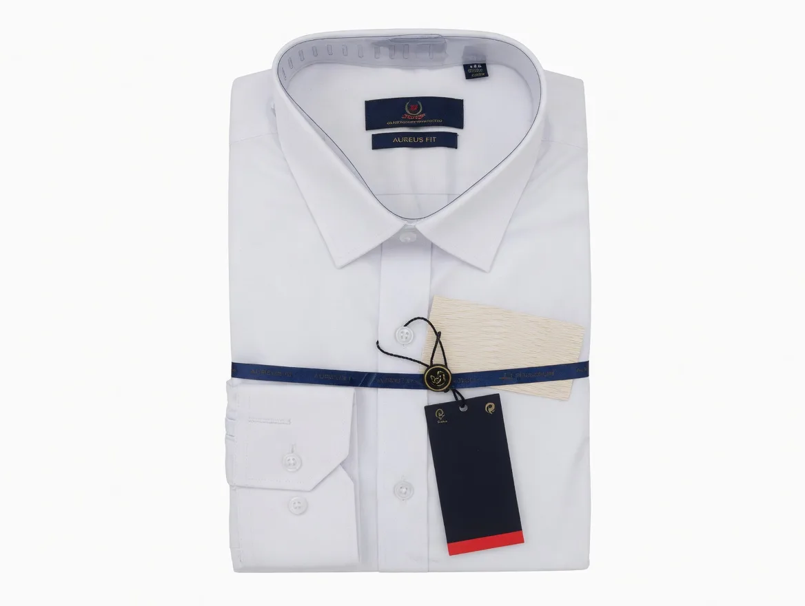Aureus Fit White Formal Shirt, long sleeve