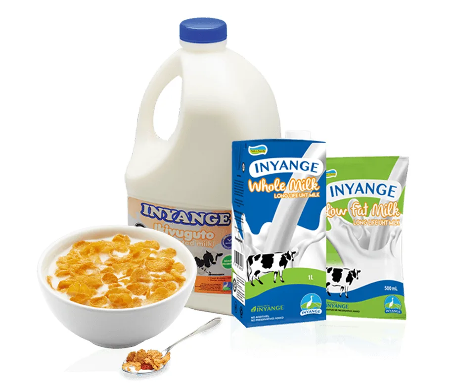 Inyange UHT milk, 1 L cartons and 500 ml pouches