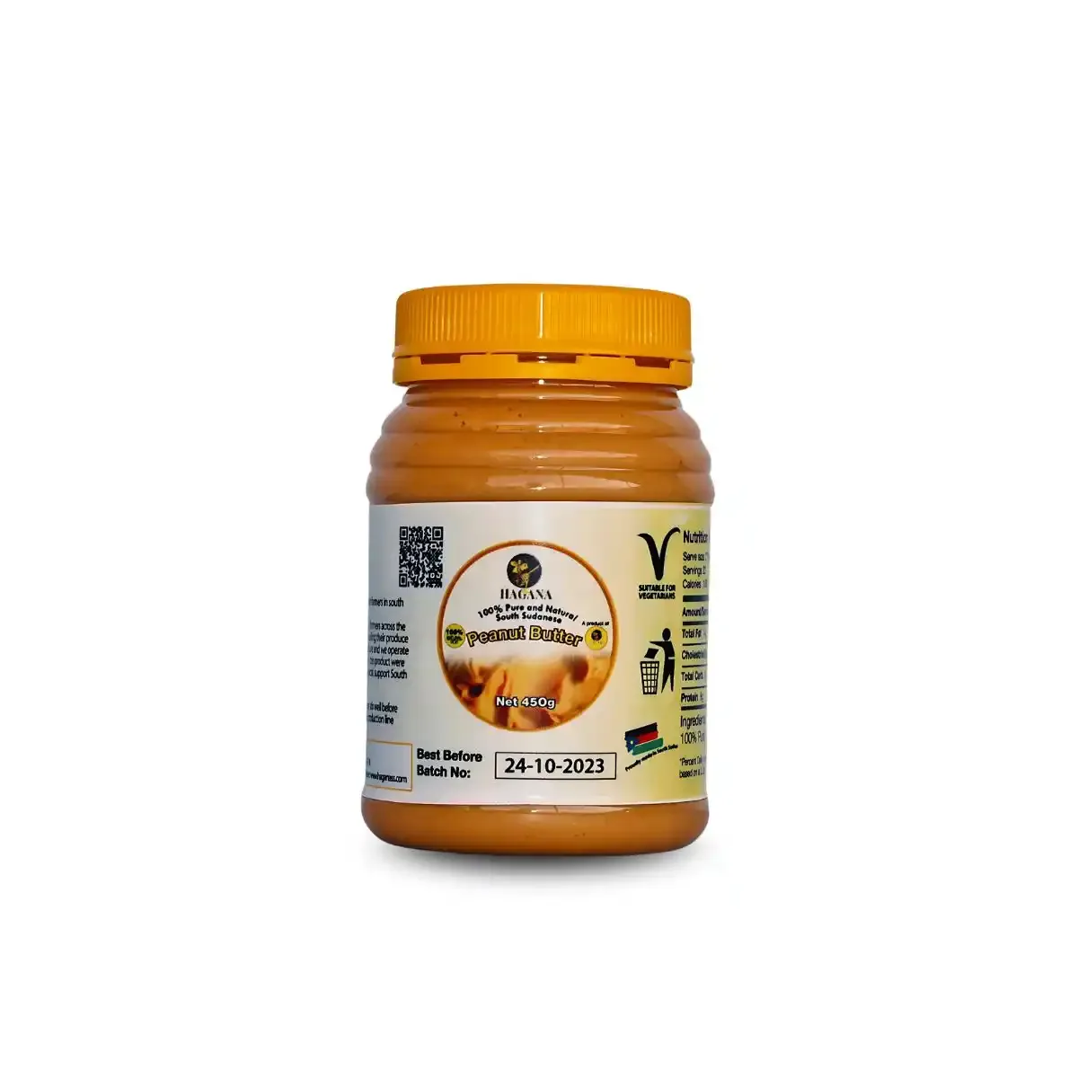 Hagana organic peanut butter 450 g, carton of 12 jars