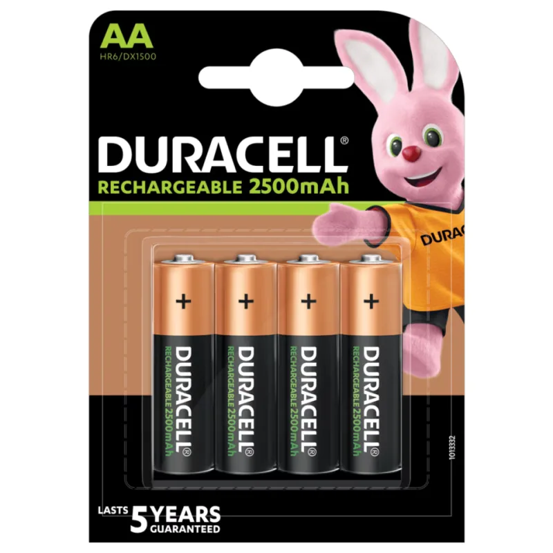 Duracell Rechargeable AA 2,500 mAh, 4 pack
