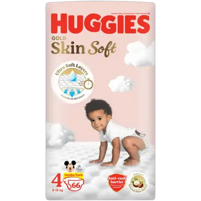 Huggies Gold Skin Soft nappies, size 4, 66 pack