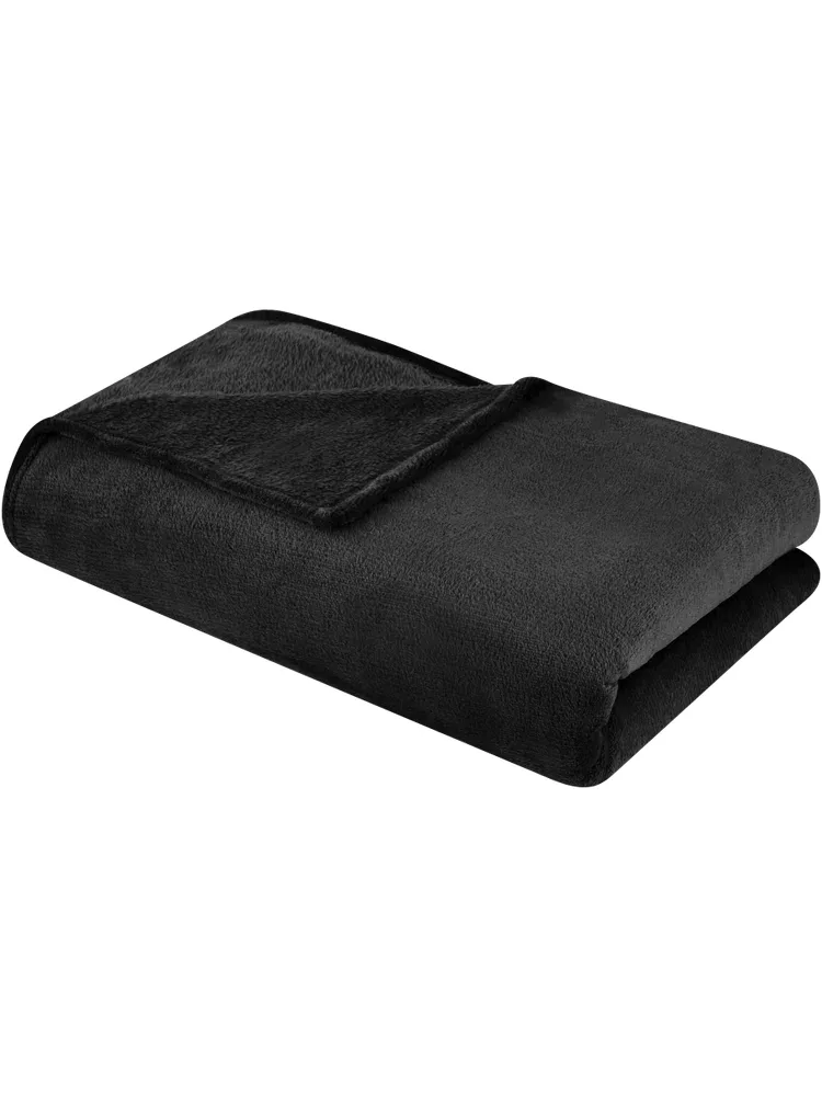 PEP Home flannel fleece double blanket, black