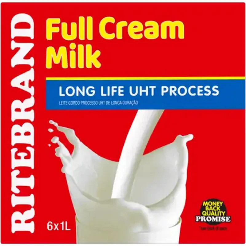 Ritebrand Long Life Full Cream Milk, 6 x 1 L