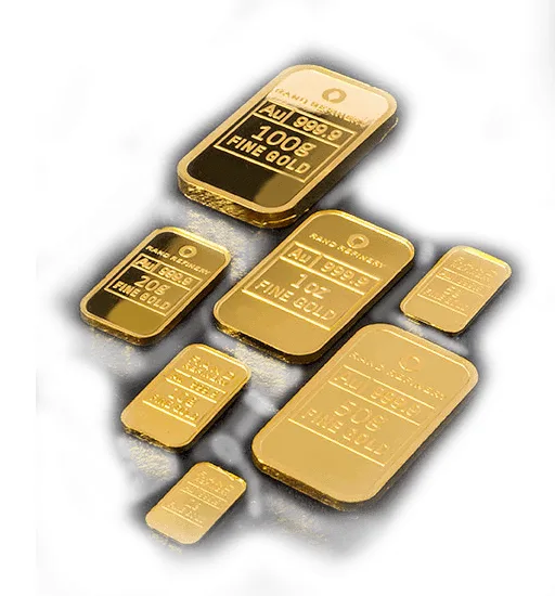 Minted gold bars, 10 g to 100 g, 999.9