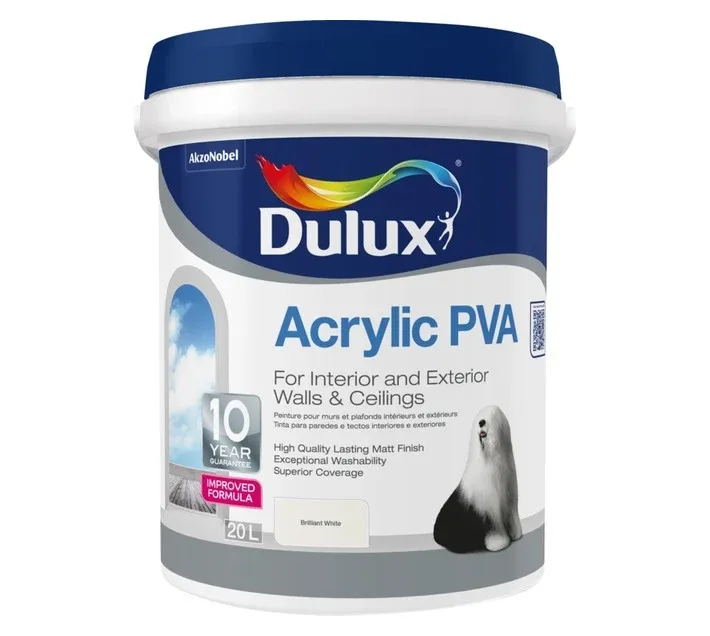 Dulux Acrylic PVA, brilliant white, 20 L (5147037)