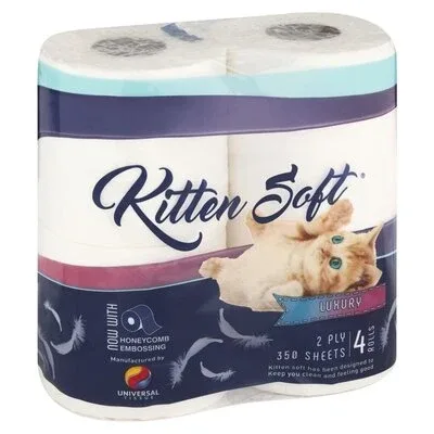Kitten Soft 2 ply toilet paper, 4 rolls