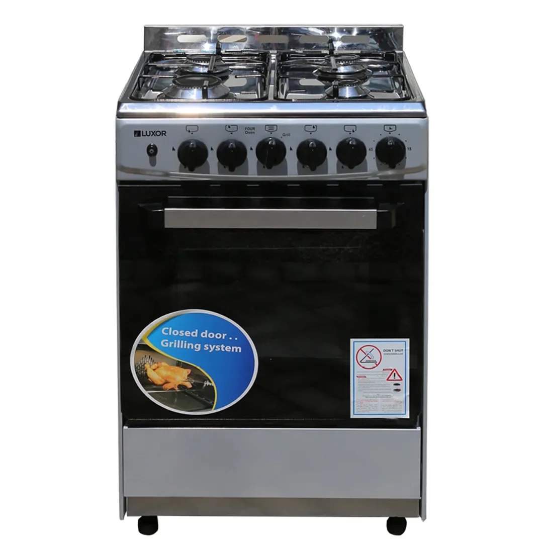 Luxor 55 x 55 cm 4-burner gas cooker with grill, stainless steel